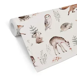wall-art Vliestapete Kinderzimmer Waldtiere 0,48 m x 5,28 m 0 g beige