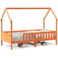 vidaXL Kinderbett Hausbett Wachsbraun 90x200 cm Kiefer2098373