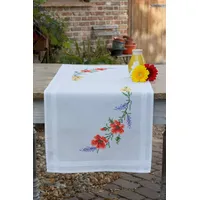Vervaco Stickpackung Kreuzstich Set Vorgedruckt Tischläufer Blumen und Lavendel