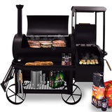 Syntrox Germany Holzkohlegrill Lokomotive Grillwagen Barbecue BBQ Grill Räucherofen Eisenbahn Smoker S-2 Lok de Luxe