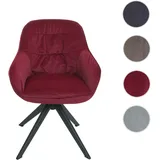 Einzelst�ck | Esszimmerstuhl HWC-K28, Küchenstuhl Polsterstuhl Stuhl mit Armlehne, drehbar, Metall ~ Stoff/Textil bordeaux