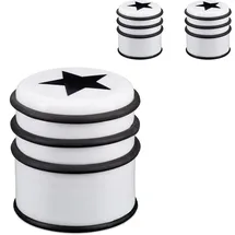 Relaxdays 3er Set, Türstopper, mit Stern-Motiv weiß/schwarz,