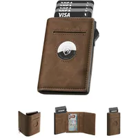 YESIIW Airtag Wallet, Kartenetui Herren mit Münzfach und RFID Schut, Portmonee Herren Smart Wallet Herren für 10+ Karten, Geldbörse Herren Klein mit AirTag* Fach, Braun Slim Wallets for Men