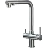 bietal® BT-300 3-Wege Wasserhahn Küchenarmatur Gunmetal Grau L-Auslauf ausziehbar