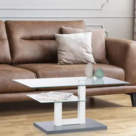 Relaxdays Couchtisch Glas, rechteckig, Glasplatte, kleine Ablage, origineller Sofatisch, HxBxT: 45 x 60 cm,