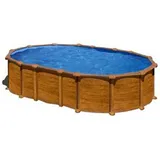 Gre Stahlwandbecken Set mit Holzaspekt oval 730 x 375 x 132 cm