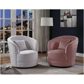 Atlantic Home Collection Drehsessel Colin Samt 84 x 84 x 85 cm Grau mit Zierkissen