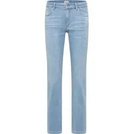 Mustang "Damen Style Crosby Relaxed Straight", Damen, Gr. 31, Länge 34, 201 hellblau, Denim/Jeans, 80% Baumwolle, 15% Lyocell, 4% Elastomultiester, 1% Elasthan, unifarben, straight fit, Jeans Straight-Jeans