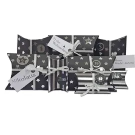 Frau WUNDERVoll® DIY Adventskalender zum Befüllen HoHoHo schwarz, silber