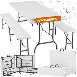 tectake® Campingtischgarnitur , klappbar, hohe Belastbarkeit, mit Tragegriffen