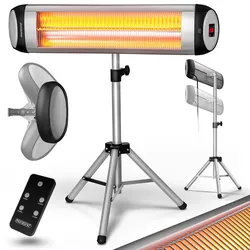 Patio Heater Silver 2500W Infrared Freestanding