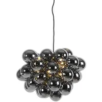 QAZQA Art Deco Hängelampe schwarz mit Rauchglas 8 Lampen