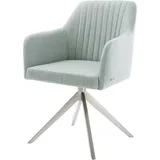 DeLife Drehstuhl Greg-Flex Stripes Mint Kreuzgestell breit Edelstahl 360° drehbar - Grün