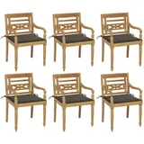 vidaXL Batavia-Stühle mit Kissen 6 Stk. Massivholz Teak
