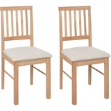 Beliani Esszimmerstuhl Orono Holz Braun/Beige 2er Set