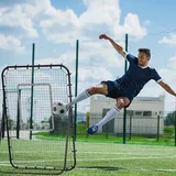 Homcom Fußball Rebounder, Klappbarer Fußballtor, Kickback Rückprallwand mit 4 Verstellbaren Stufen, Metallrahmen für Kinder, Erwachsene 123 x 73 x 178,5 cm,