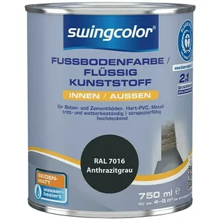 swingcolor 2in1 Flüssigkunststoff / Fußbodenfarbe RAL 7016  (Anthrazit-Grau, 750 ml, Seidenmatt)