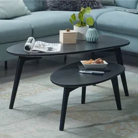 KADIMA DESIGN Retro Couchtische aus Mango Massivholz, 2er Set für stilvollen Wohnbereich