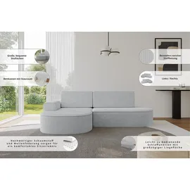 altdecor Eckcouch Samt mit Schlaffunktion und Bettkasten 2-Sitzer Grün