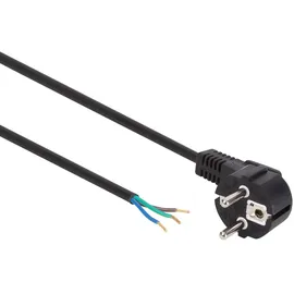 Perel NETZKABEL - SCHWARZ - CEE 7/7 90° + KABEL, FREIES ENDE - 3 m -