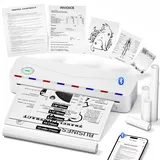 Phomemo M836 Thermodrucker A4, 300DPI Mobiler Drucker Kompatibel mit Handy & Computern, Kabelloser Tragbarer Drucker für Unterwegs, Büro, Schule, Zuhause, Weiß