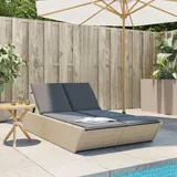 Festnight Doppelliege Outdoor 2 Personen Doppel Sonnenliege Rattan Rattanliege Gartenliege Sonnenbett Loungebett Gartenbett mit Auflage Liege Outdoor Liegestuhl Garten