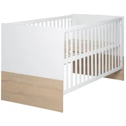 Kombi-Kinderbett 'Gabriella', 70 x 140 cm, weiß/ natur, höhenverstellbar, 3 Schlupfsprossen, umbaubar