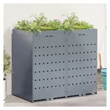 vidaXL Wagenmüllbehälter für 2 Behälter Hellgrau 136 x 77,5 x 121,5 cm