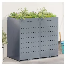 vidaXL Wagenmüllbehälter für 2 Behälter Hellgrau 136 x 77,5 x 121,5 cm