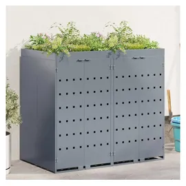 vidaXL Wagenmüllbehälter für 2 Behälter Hellgrau 136 x 77,5 x 121,5 cm