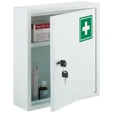 Relaxdays Abschließbarer Medizinschrank Weiß,Grün,Silber
