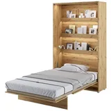 Schrankbett Bed Concept, Wandklappbett mit Lattenrost, V-Bett, Wandbett Bettschrank Schrank mit integriertem Klappbett Funktionsbett (BC-02, 120 x 200 cm, Artisane Eiche, Vertical)