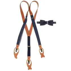 Sir Redman Hosenträger Herren Candiani Denim mit Leder und Fliege