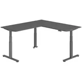 bümö Eckschreibtisch graphit, graphit Holzwerkstoff, Nachbildung, Rechteckig, 180x74x200 cm FSC Mix, Arbeitszimmer, Schreibtische, Eckschreibtische
