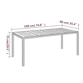 vidaXL Gartentisch mit Holzplatte Schwarz 190x90x75 cm Poly Rattan