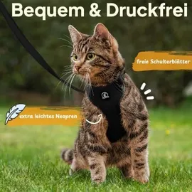 Tierhood Katzengeschirr mit Leine schwarz S