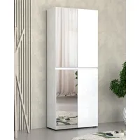 INOSIGN Mister 80 x 200 x 34 cm 4 Türen, 12 Fächer, 2 Spiegel weiß hochglänzend