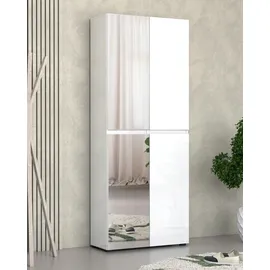 INOSIGN Mister 80 x 200 x 34 cm 4 Türen, 12 Fächer, 2 Spiegel weiß hochglänzend