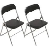 HAEST Klappstuhl ST-HA-PVC, schwarz, 2 Stück, aus Metall, gepolstert, Kunstlederbezug, bis 120kg