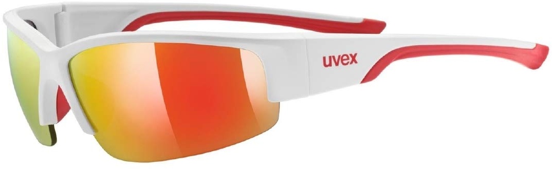 uvex sportstyle 215 - Sportbrille für Damen und Herren - verspiegelt - druckfreier & perfekter Halt - white red/red - one size