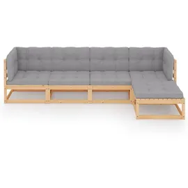vidaXL Garten-Lounge-Set 5-tlg. grau Kiefer