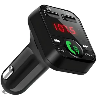 Retoo Bluetooth FM Transmitter Auto, Bluetooth 5.0, Musik Adapter mit Dual USB Ladegerät FM87.5-108MHz Unterstützt microSD-Karte USB-Sticks, LCD Display, Freisprecheinrichtung, Mikrofon 12-24V