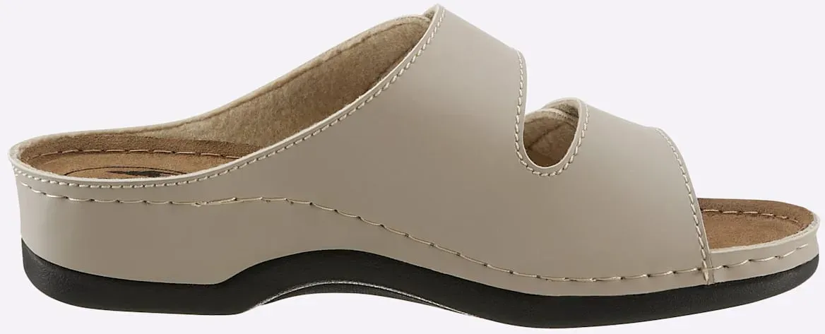Pantolette FRANKEN-SCHUHE, Damen, Gr. 41, beige (sand), Lederimitat, Schuhe Pantolette