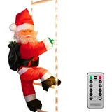monzana Weihnachtsmann Leiter XL 90cm für In-/Outdoor Timer 8 Leuchtfunktionen dimmbar Santa Claus Nikolaus Figur Weihnachten Figur