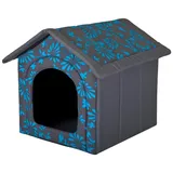 Hobbydog Hundehütte Hundehöhle Tierbett mit Reißverschlussdach, faltbar und pflegeleicht, Schaumstoffwände, wasserabweisend, 6 Größen blau R4 55x60x60 cm
