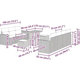 vidaXL Garten-Sofa-Set 10-tlg. Schwarz