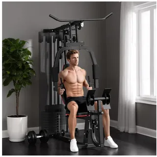 sportnow Kraftstation, Multifunktionale Fitnessstation mit Beinpresse, Schwarz