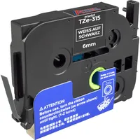 Ampertec P-Touch Band kompatibel zu TZe-315 weiß auf schwarz