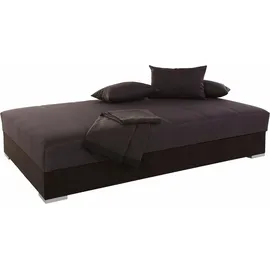 HAPO Polsterliege HAPO, grau (anthrazit strukturstoff, schwarz microvelours), Liegefläche B/L: 120cm x 200cm, H2 + H2, Bonnell-Federkernmatratze, Komplettbetten, mit Bettkasten