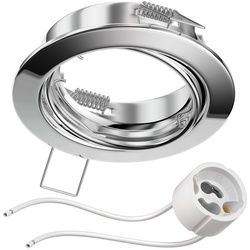 ledscom.de Decken-Einbaurahmen FERE Einbaurahmen chrom schwenkbar (LED/Halogen/GU10/MR16/PAR16/50mm) inkl. GU10 Fassung